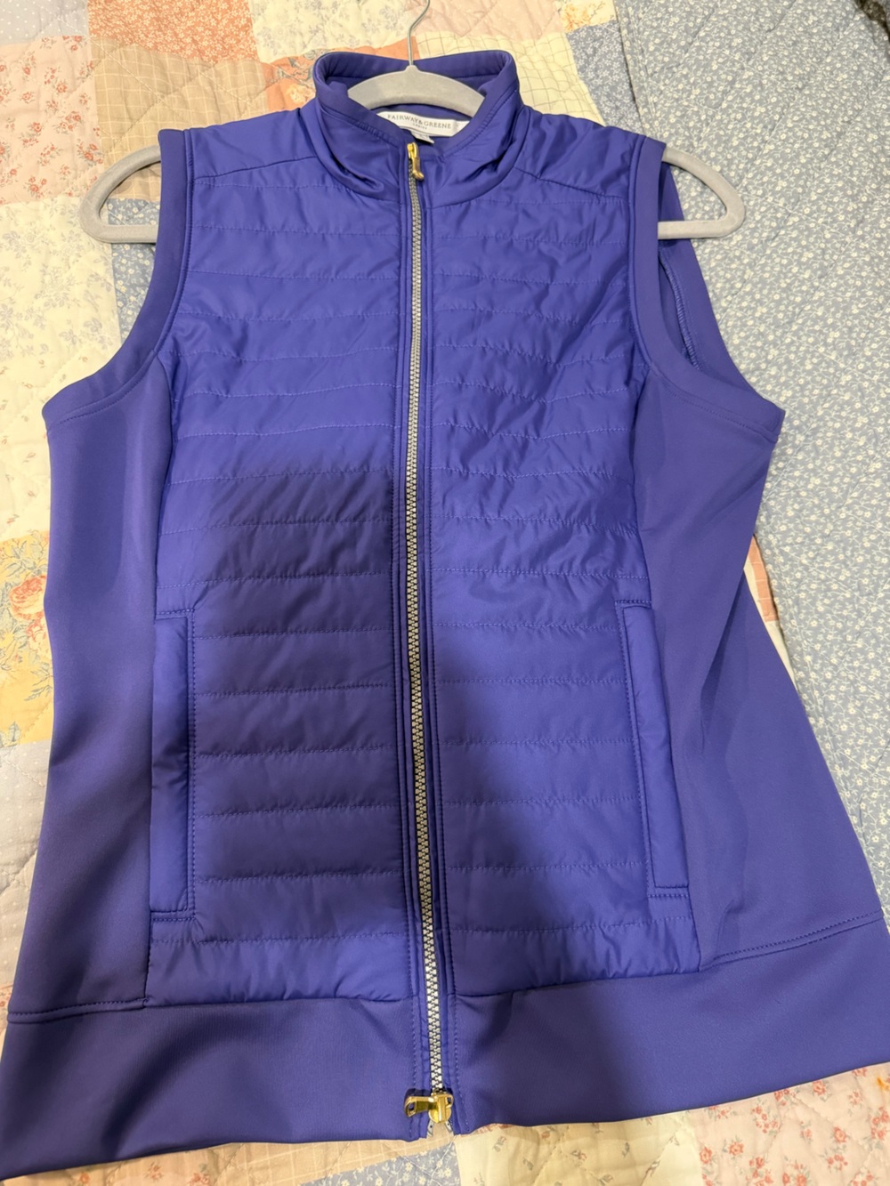 Fairway & Greene Quilted Zip-Front Vest in Vibrant Purple